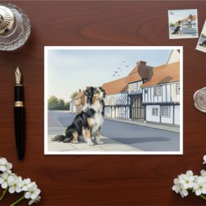 Elstow High Street In Bedfordshire Greetings Card Dog Version