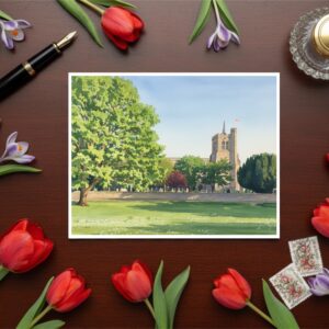 Elstow Abbey From The Distance, Elstow Green In Bedfordshire Greetings Card
