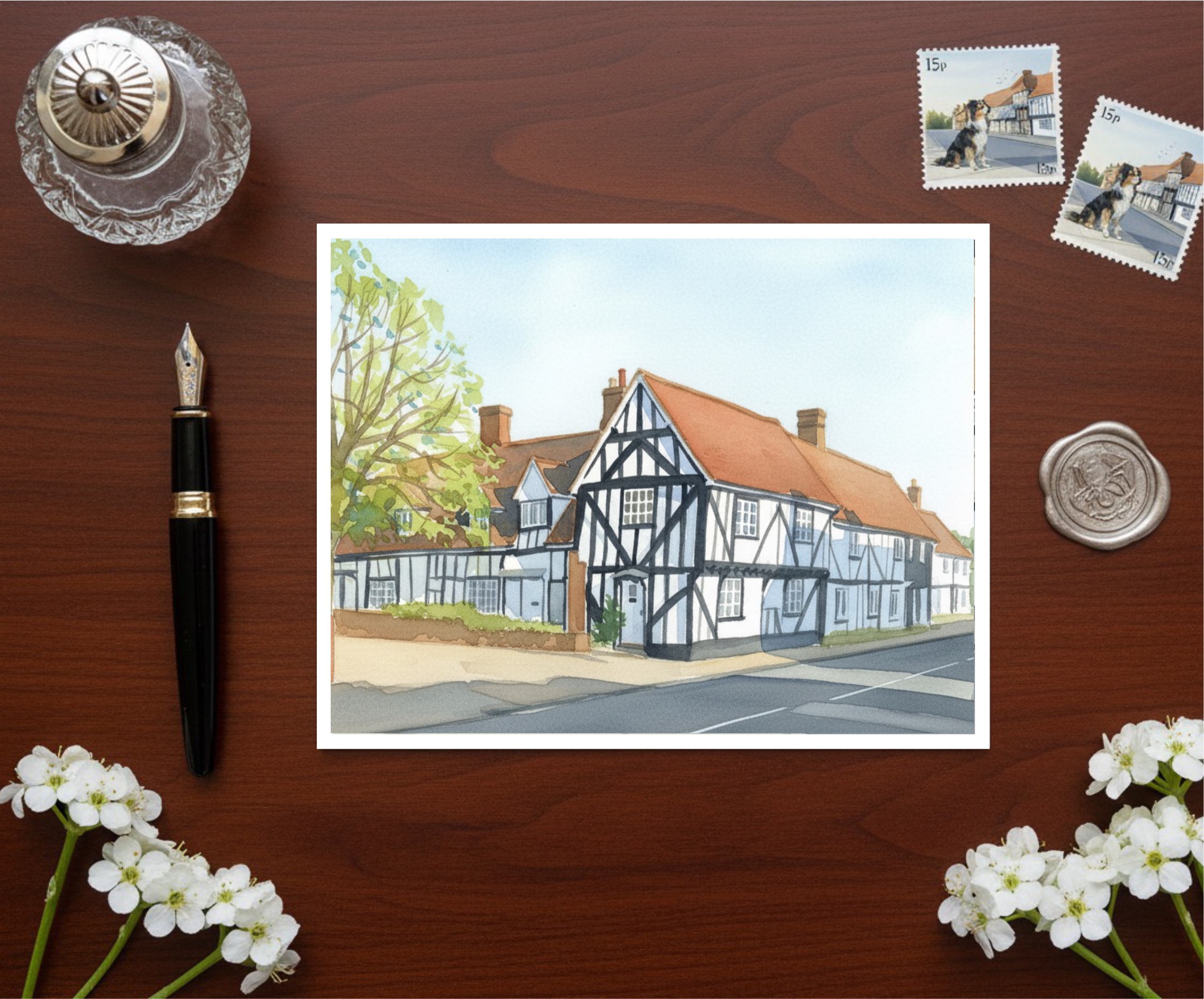 Elstow High Street Near Bedford In Bedfordshire Greetings Card