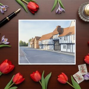 Elstow High Street In Bedfordshire Greetings Card