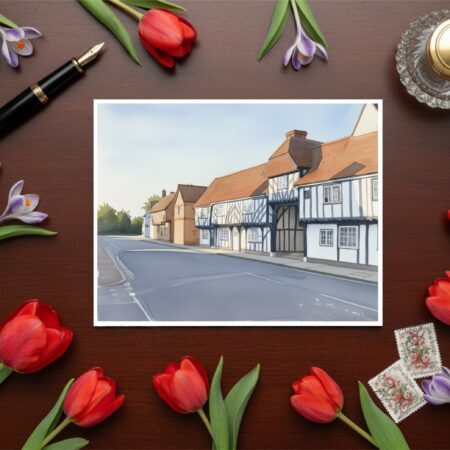 Elstow High Street In Bedfordshire Greetings Card