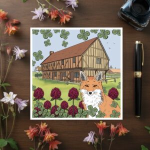 Fox and Raven At Elstow Moot Hall Art Print 1