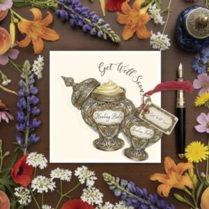 Get Well Soon Healing Balm Greetings Card With Matching Bookmark For Book Lovers