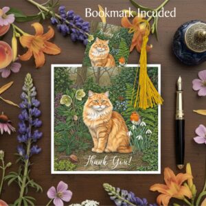 Longhaired Ginger Tabby Cat With Bookmark Gift
