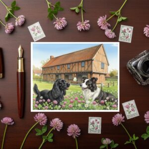 Moot Hall, Elstow Green Near Bedford In Bedfordshire Greetings Card With Dogs