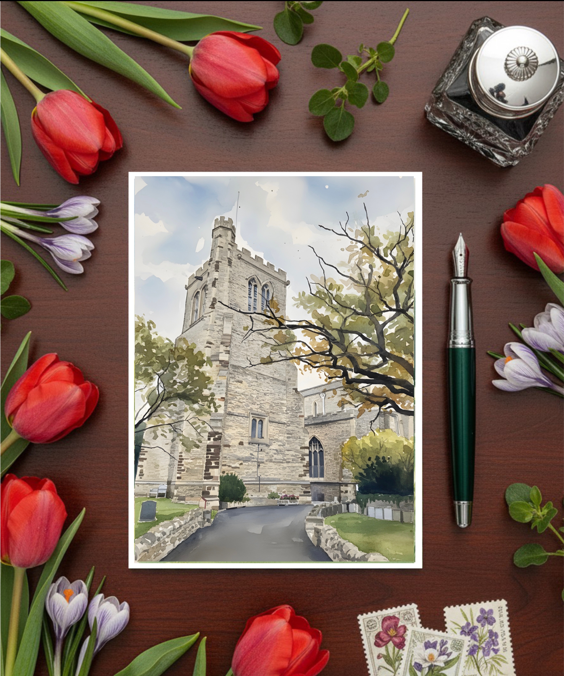 Elstow Abbey St Mary's Church Close Up View, Elstow In Bedfordshire Greetings Card