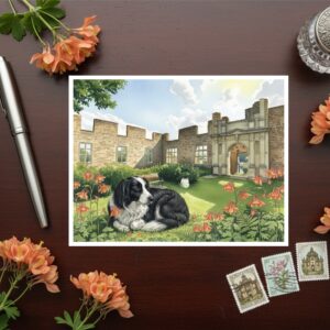 Elstow Hillersdon House Near Bedford In Bedfordshire Greetings Card With Dog