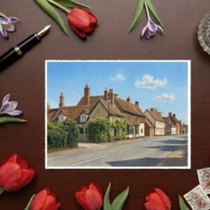 Elstow High Street Cottage Buildings In Bedfordshire Greetings Card