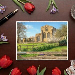 St Mary's Church Elstow Abbey In Bedfordshire Wide Angle Scene Greetings Card