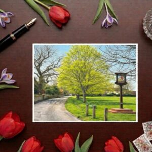 Elstow Sign Village Green Bedfordshire Greetings Card