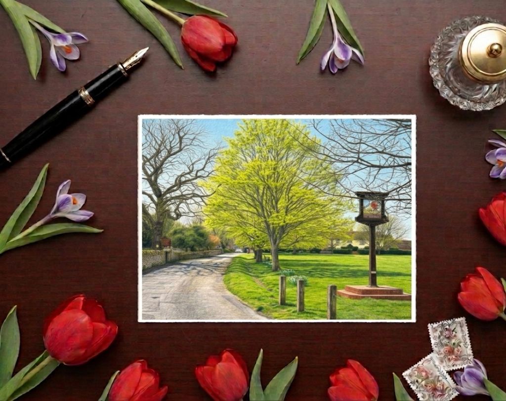 Elstow Sign Village Green Bedfordshire Greetings Card