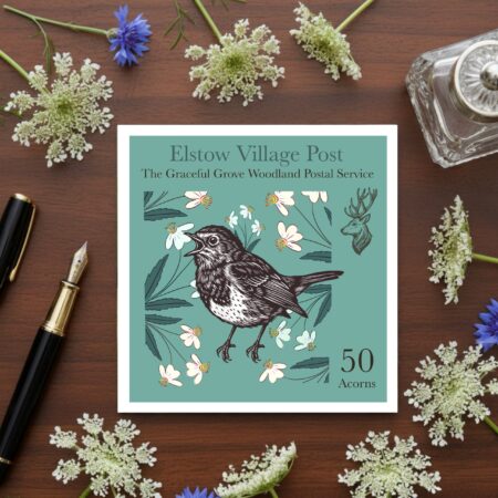 The Graceful Grove - Song Bird - Elstow Village Post Greetings Card With Bookmark & Audio Short Story