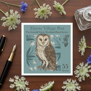 The Graceful Grove - Owl - Elstow Village Post Greetings Card