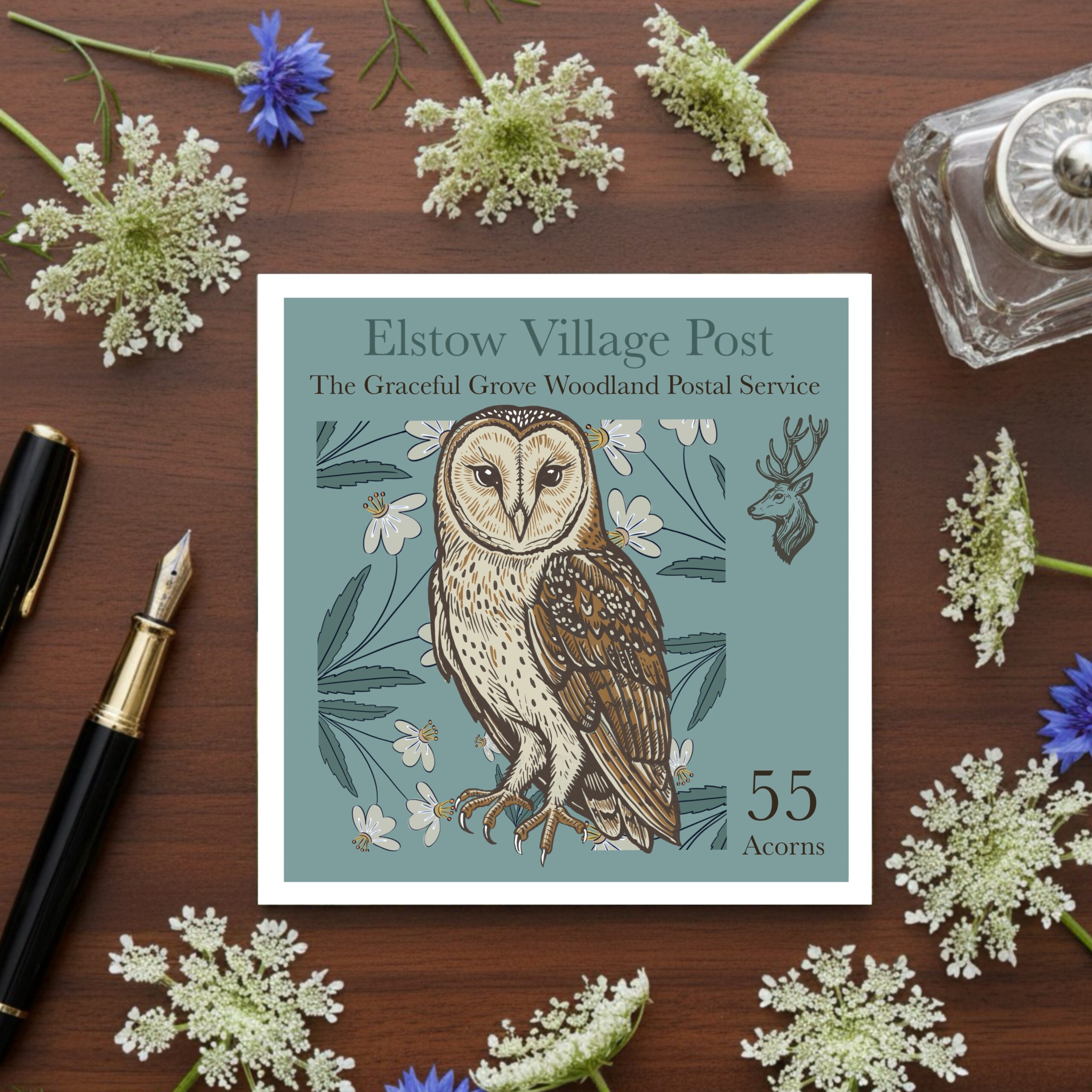 The Graceful Grove - Owl - Elstow Village Post Greetings Card