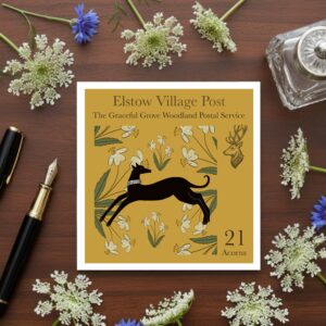The Graceful Grove -Black Dog - Elstow Village Post Greetings Card