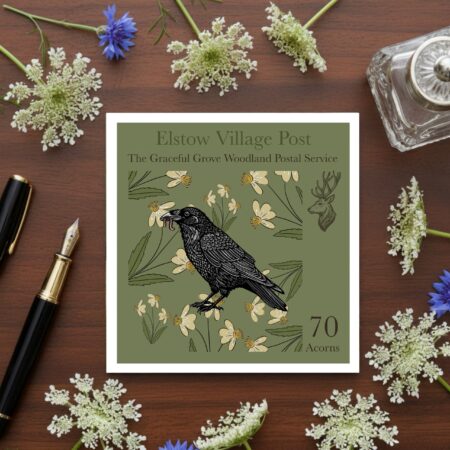 The Graceful Grove - Raven - Elstow Village Post Greetings Card